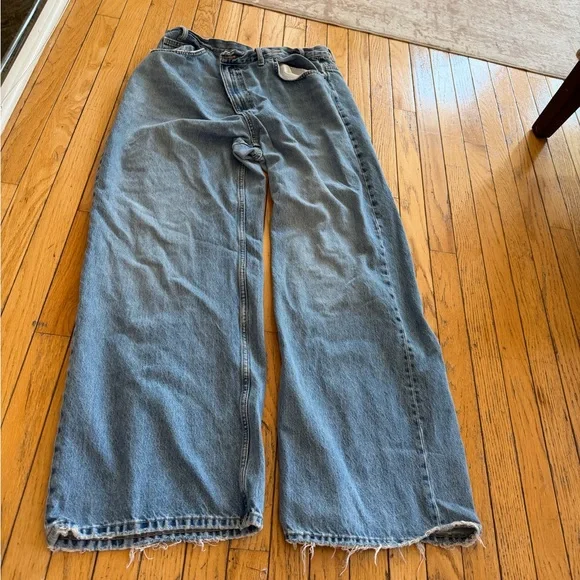 ZARA CROSSOVER WAISTBAND JEANS - MISSING BUTTON - Picture 1 of 7